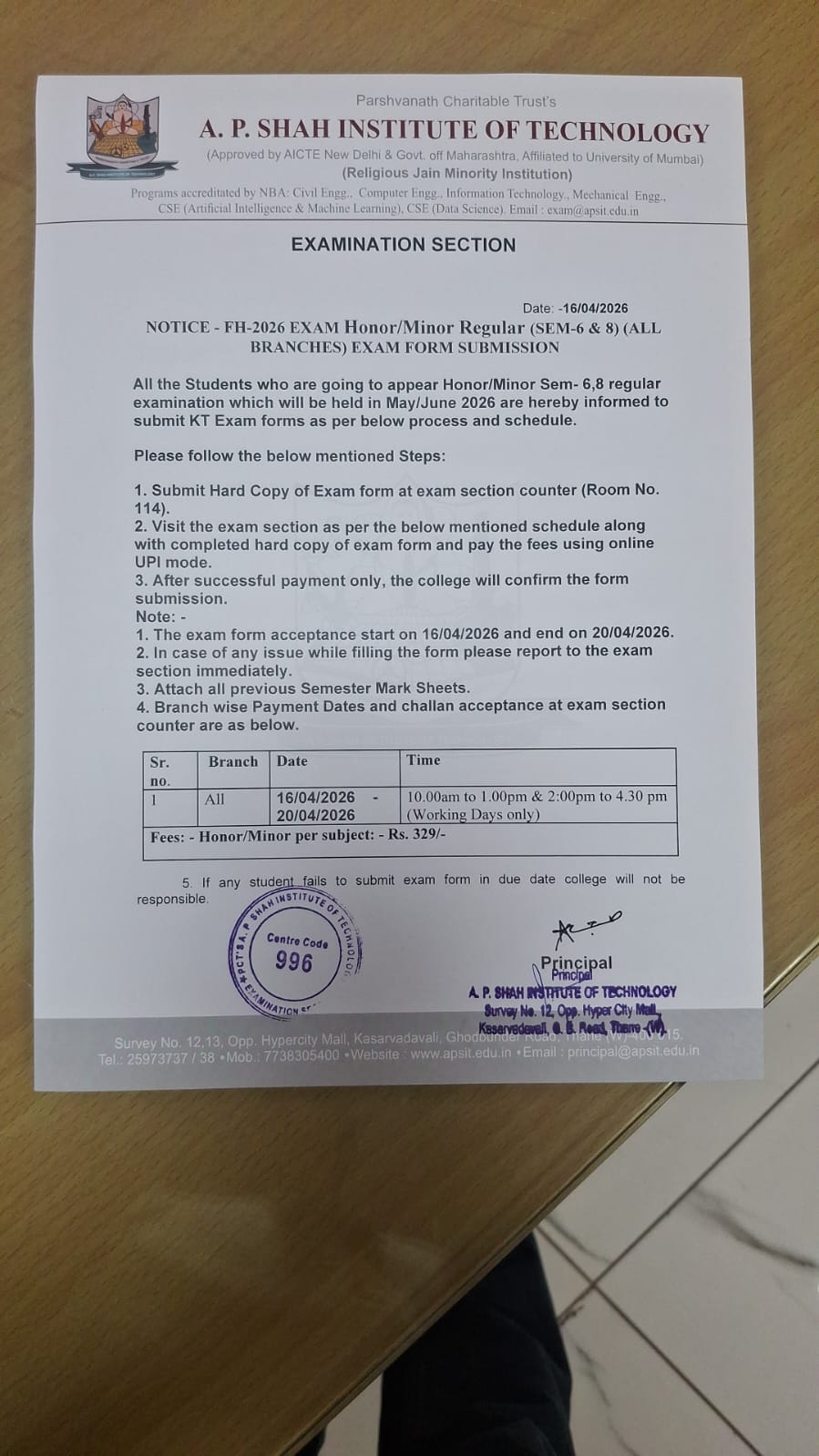 Attachment HM Regular Sem-68 Exam Form Submission Notice.jpeg